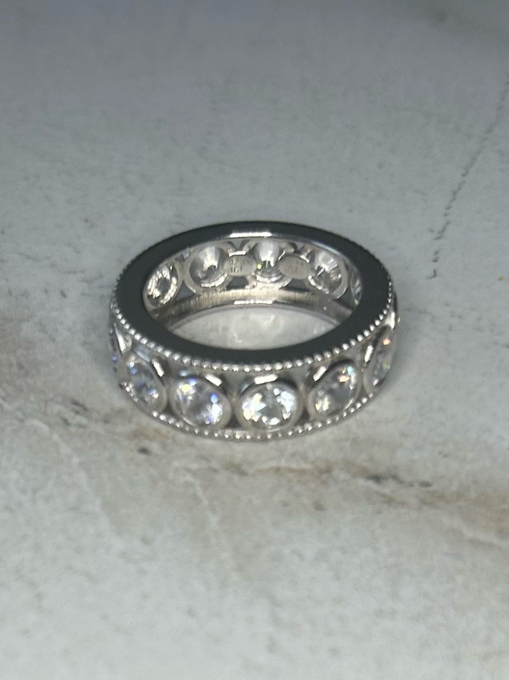 Silver Toned Eternity Band Ring